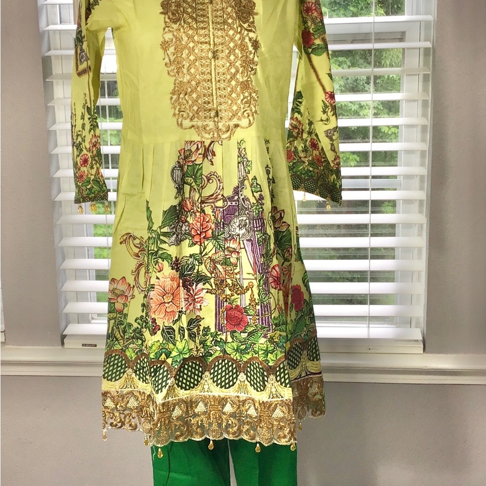 New Pakistani stitched 3-pcs mix & match, embroidered lawn  suit women Medium